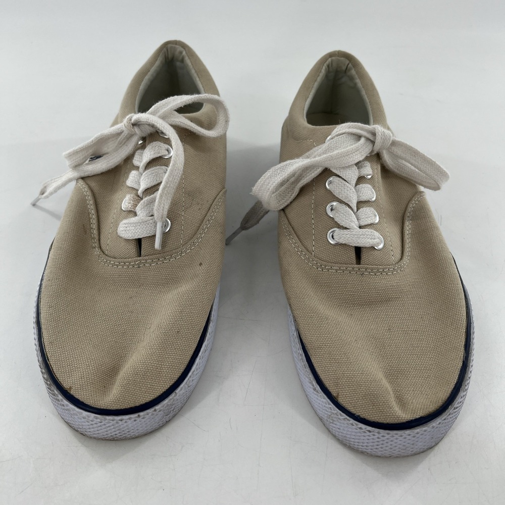 Polo Ralph Lauren Canvas Sneakers Lace Up Beige‎ Tan Casual Shoe Pony - Picture 3 of 16